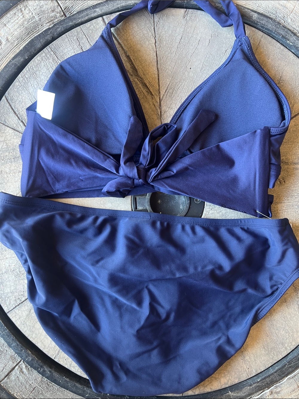 Women's Navy Halter Wrap Bikini Set Large B45 - Picture 4 of 8